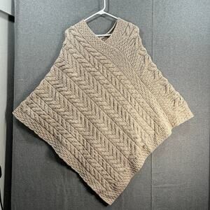 Kilronan Merino Wool V-Neck Pancho Wicker Size M/L